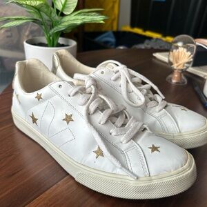 Veja Women's White Sneakers with Gold Accents